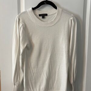 Ann Taylor Cream Puff-Sleeve Crewneck Sweater